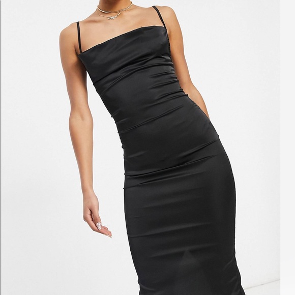 REVOLVE Dresses & Skirts - Satin black cowl neck dress